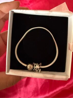 Pandora Silver Bracelet with Stitch Graduation Charm